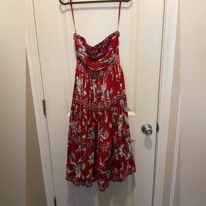 White House Black Market Red and White Floral Dress
